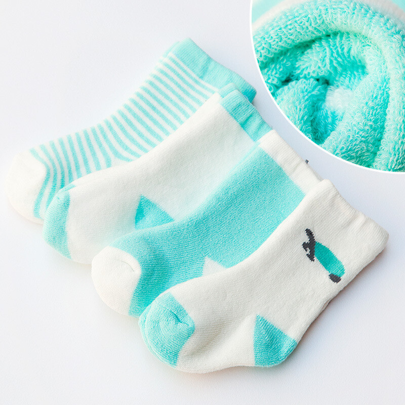 幸福六个色 4双新生儿袜子男女童袜子纯棉 秋冬款 宝宝袜子纯棉0-1岁 婴儿长筒袜加厚 图5 S码0-6个月